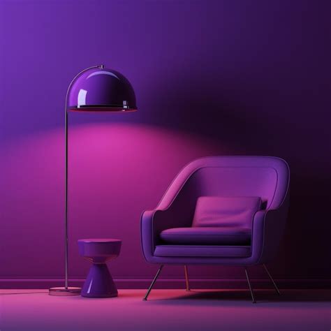 Premium AI Image Purple Chair And Lamp In A Purple Room With A Purple