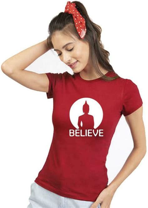 Buy Dreamkarts Women Red Graphic Pure Cotton Round Neck T Shirt S Online At Best Prices In