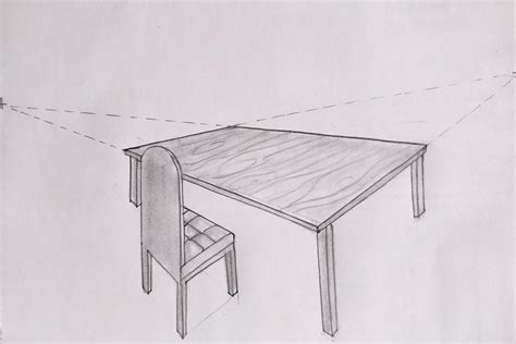 Draw A Sketch Of A Table And Chair Using One Point Or Twopoint