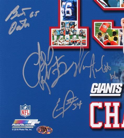 1986 Giants Super Bowl Xxi Champions 16x20 Photo Team Signed By 16