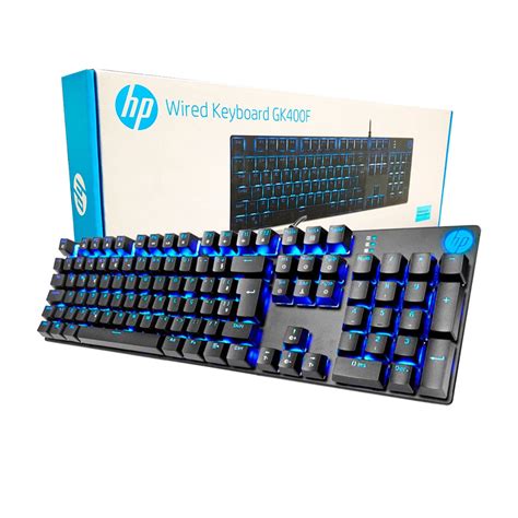 Teclado Mecânico Gamer hp GK400F usb LED Azul Switch Blue ABNT2