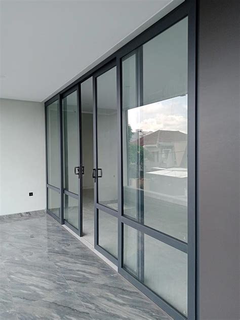 Pintu Geser Pintu Sliding Minimalis Warna Abu Kusen Upvc