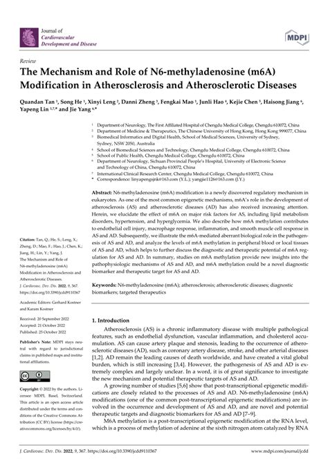 Pdf The Mechanism And Role Of N Methyladenosine M A Modification