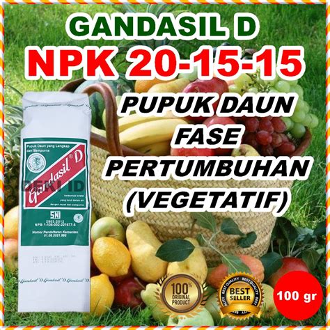 Jual Gandasil D Hijau Gr Pupuk Daun Pertumbuhan Tanaman Npk