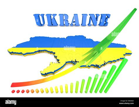 3d Illustration Karte Der Ukraine Mit Flagge Und Wappen Stockfotografie