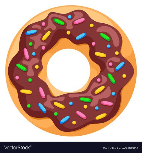 Donut with chocolate icing and sprinkles cartoon Vector Image