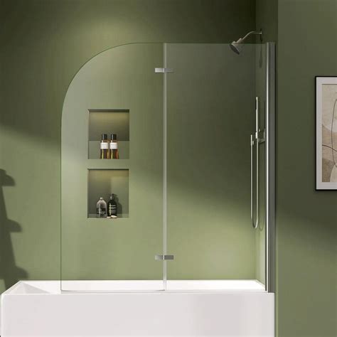 Zeafive 48 in. W x 58 in. H Frameless Bathtub Shower Door Foldable ...