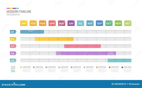 Gantt Chart Timeline Infographic Template Modern Milestone Element Timeline Diagram Calendar