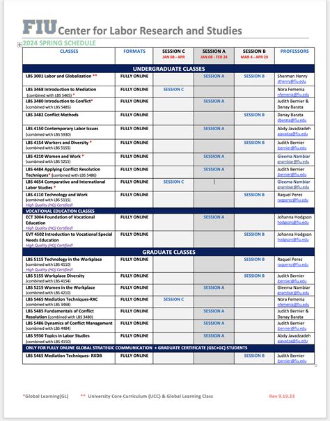 Holiday Schedule Fiu Staci Elladine