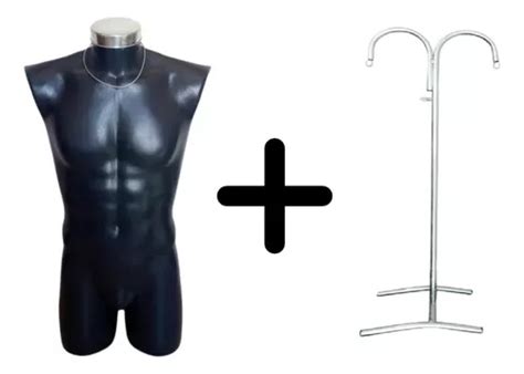 Maniquí Torso Hombre ¾ Plástico Negro Exhibidor Base Doble Envío gratis