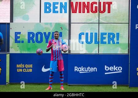 New Signing Emerson Royal During His Unveiling As FC Barcelona New