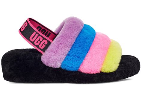 UGG Fluff Yeah Slide Black Taffy Pink Multi (Women's) - 1097169-BTPM - US