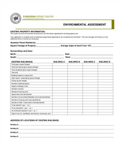 FREE 9 Environmental Assessment Form Samples In PDF MS Word Excel