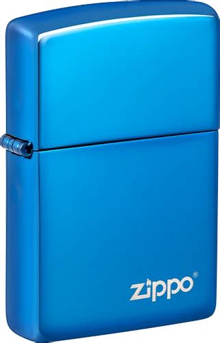 Zippo Classic High Polish Blue Zippo Logo Windproof Pocket Lighter ...