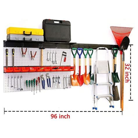 JH-Mech Pegboard Wall Organizer with Hooks Wall Mounted Galvanized Steel Storage Panel Garage ...