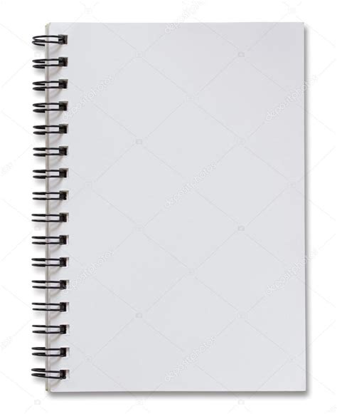 Cuaderno En Espiral Blanco En Blanco Aislado En Blanco Con Camino De