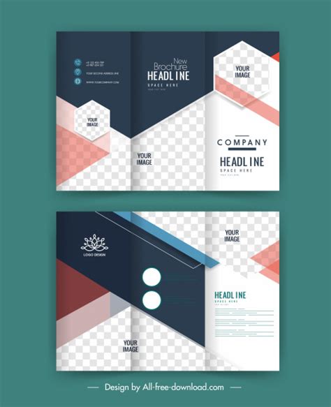 Corporate Brochure Templates Modern Trifold Checkered Design Vectors