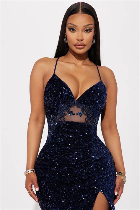 Hallie Sequin Maxi Dress Navy Fashion Nova Dresses Fashion Nova