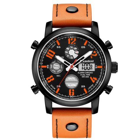 READEEL Sport Watches For Men Dual Display Waterproof Quartz Genuine