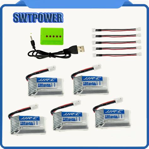 5pcs JJRC H36 3 7V 150mAh 1S Li Po Battery And X5 USB Charger EU Plug