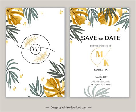 Floral Wedding Invitation Card Elegant Design Vectors Graphic Art