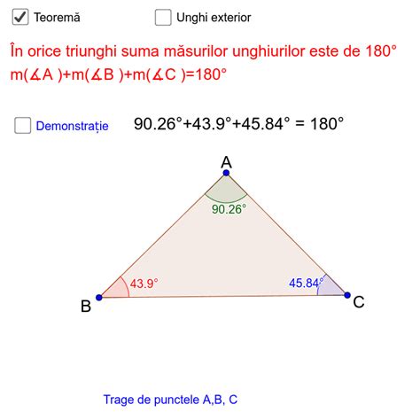 Suma Masurilor Unghiurilor Unui Triunghi GeoGebra