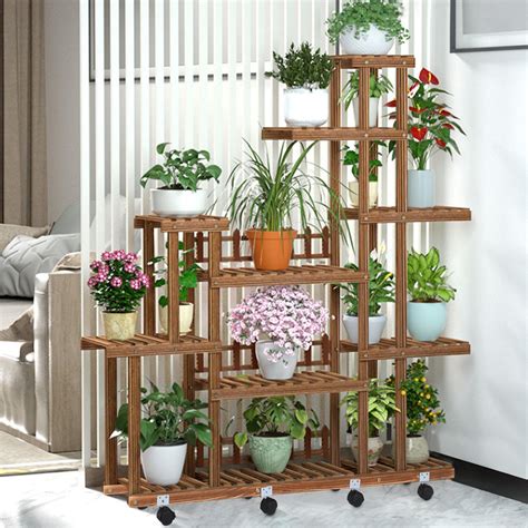 Arlmont Co Kilsey Rectangular Multi Tiered Solid Wood Plant Stand