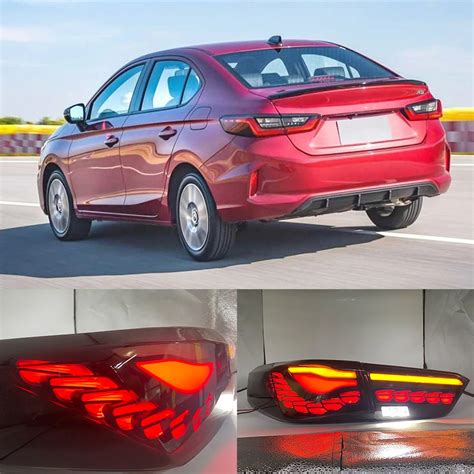 Upgrade Smoked Red Dragon Scale Led Taillights For Honda City Tail