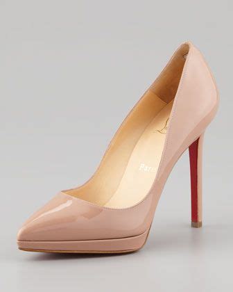 Pigalle Plato Patent Platform Red Sole Pump Nude Christian Louboutin