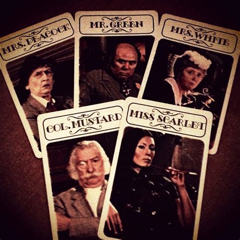 1970s Clue Game Cards Mrs Peacock Mr Green Mrs White Col Mustard And Miss Scarlet Rnostalgia