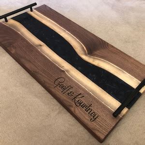 Midnight Blue Epoxy River Black Walnut Charcuterie Board Etsy