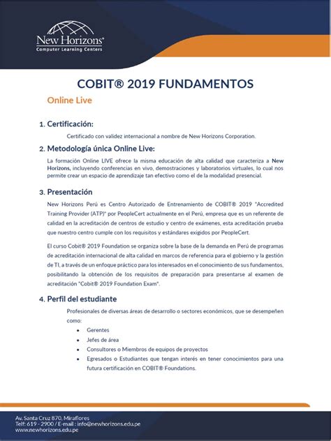 Cobit 2019 Fundamentos 21 Horas Cronológicas Pdf Cobit Aprendizaje