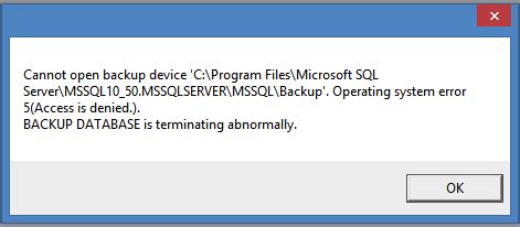 Sql Server Operating System Error Access Is Denied Hatas Ve