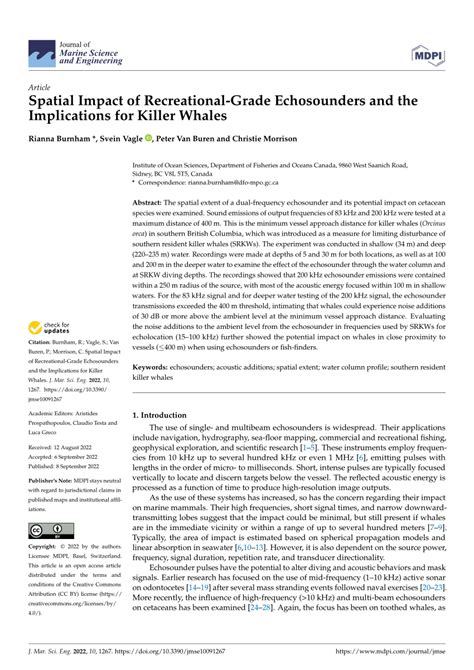 PDF Spatial Impact Of Recreational Grade Echosounders And The