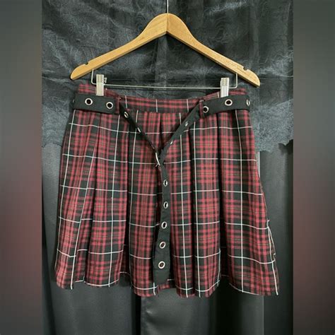 Social Collision Skirts Social Collision Dark Red Plaid Pleated