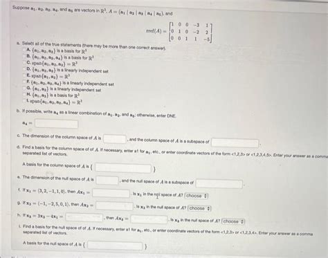 Solved Suppose A1 A2 A3 A4 And A5 Are Vectors In Chegg