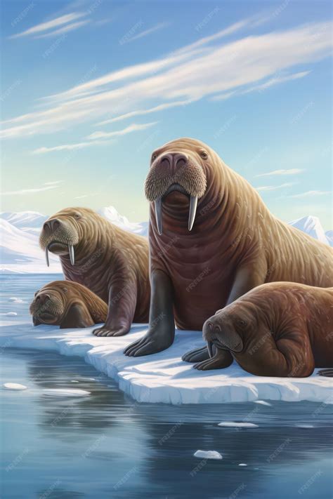 Premium Photo | Ice age wildlife ice age fauna arctic species arctic animals walruses ice age ...