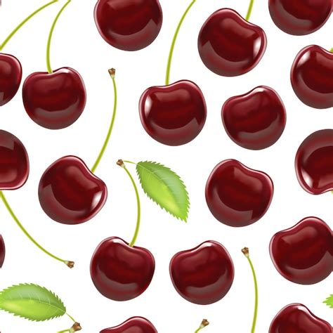 Premium Vector Realistic Detailed Ripe Red Berry Cherry Background