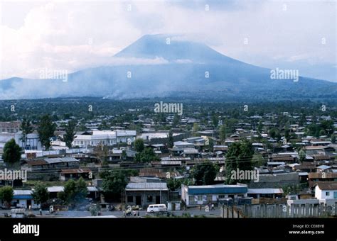 Town of Goma beneath the active Volcano in Democratic Republic of Congo ...