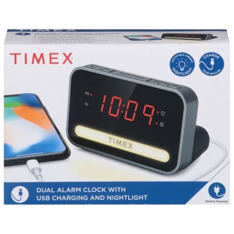 Timex Dual Alarm Clock with USB Port and Night Light, 1 ct - QFC