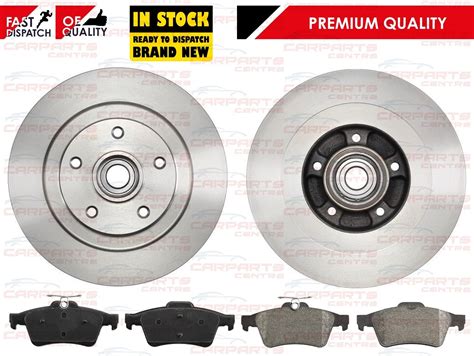 RENAULT LAGUNA MK3 REAR BRAKE DISCS PADS FITTED WHEEL BEARINGS ABS