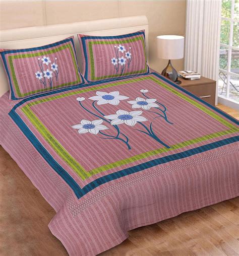 Jaipuri Prints Cotton Bed Sheet For Double Bed With Two Pillow Cover