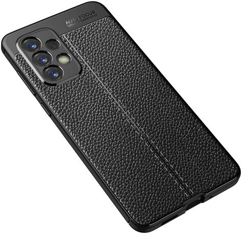 Samsung Galaxy A33 Hoesje Back Cover Met Kunstleer Textuur Zwart