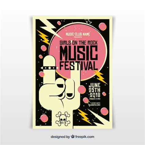 Free Vector Rock Music Festival Poster Template