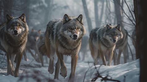 Ilustración de un lobo en el bosque Foto Premium