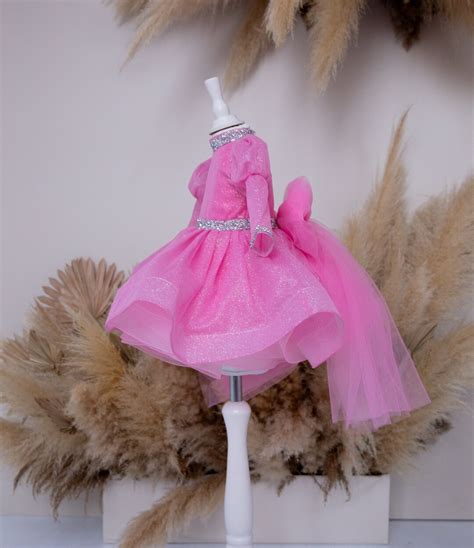 Pink Glitter Birthday Dress Tutu Toddler Dress First Birthday Flower