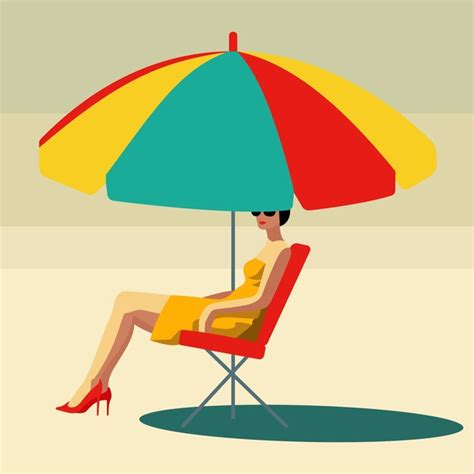 Premium Vector Woman Relaxing On A Beach Under Umbrella