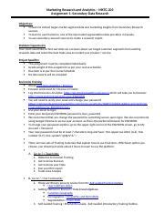 Assignment Secondary Research Docx Marketing Research And