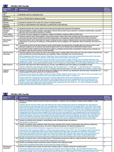 Prisma 2020 Checklist Title Pdf Systematic Review Research Methods