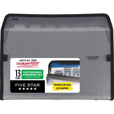 Five Star 13 Pocket Expanding File Tabs 8 12 X 11 Gray 355370aa3